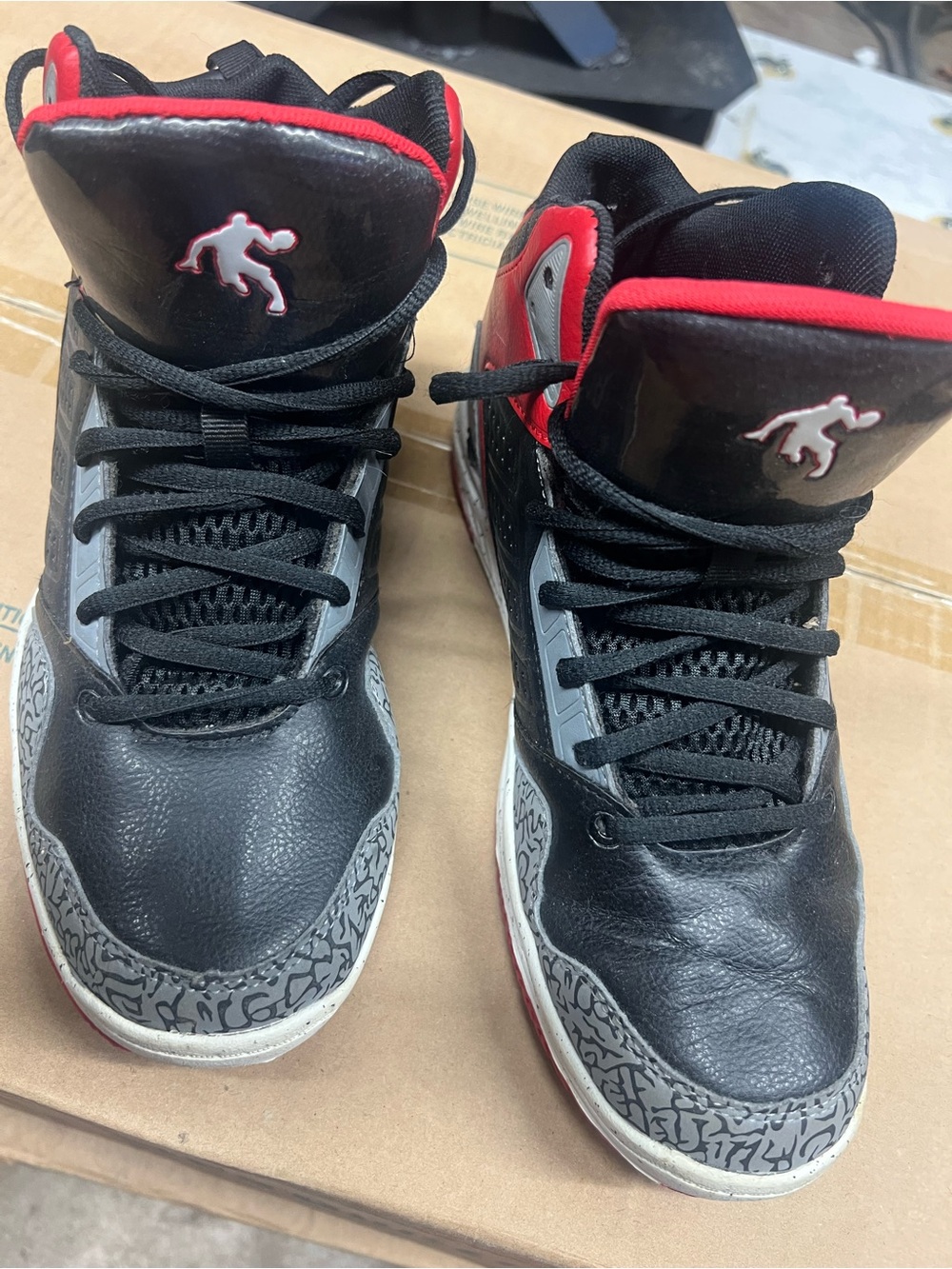 And1 Kids Black and Red High-Top Sneakers